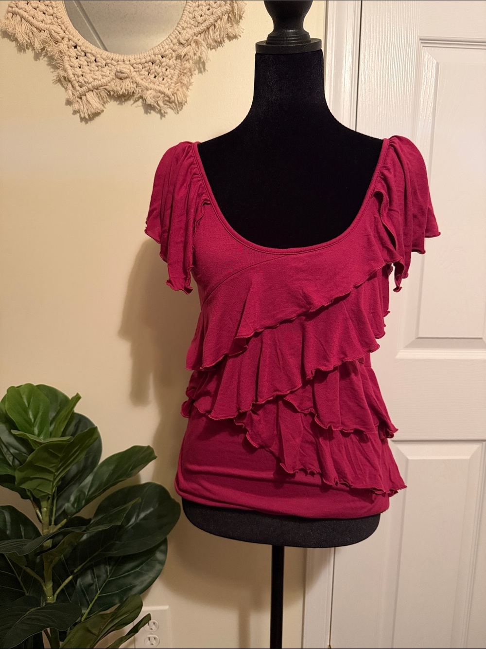 Fuchsia ruffle tank